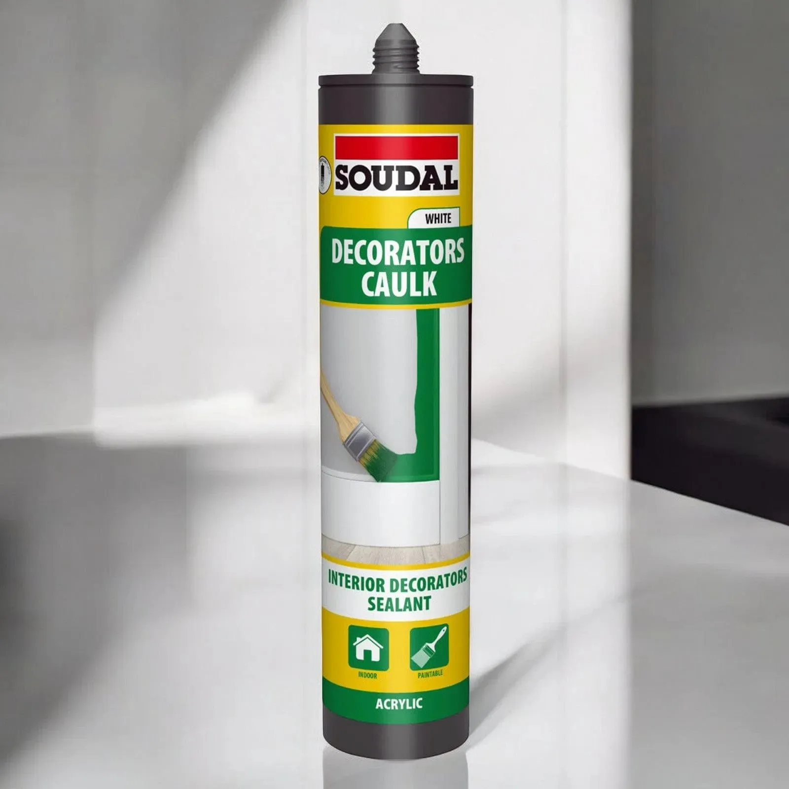 Pack of 6 Soudal Decorators Caulk White Acrylic Flexible Sealant - 290ml