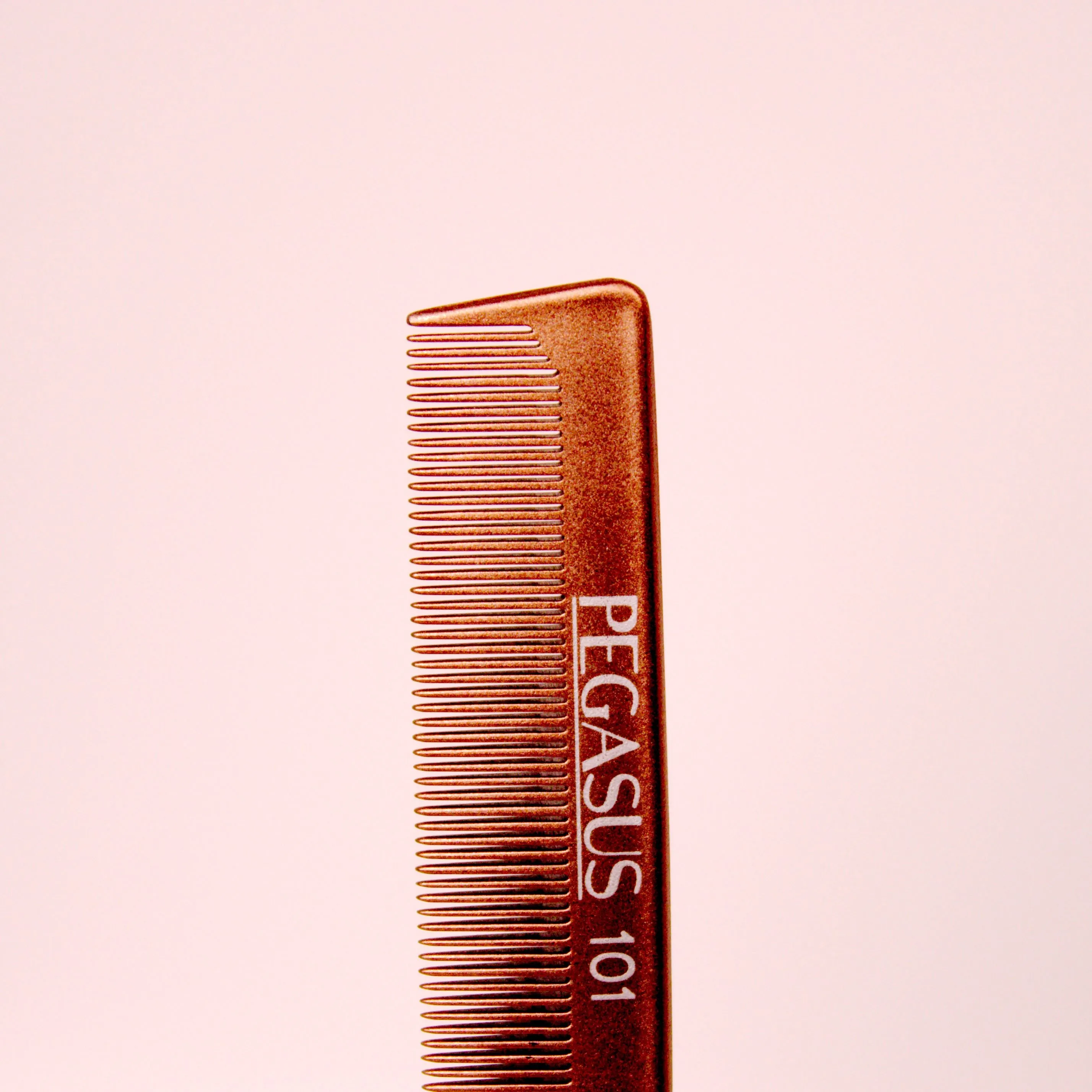 Pegasus MICOLOR 101, 8in Hard Rubber Fine Tooth Rat Tail Comb, Handmade, Seamless, Smooth Edges, Anti Static, Heat and Chemically Resistant, Great for Parting, Coloring Hair | Peines de goma dura - Gold