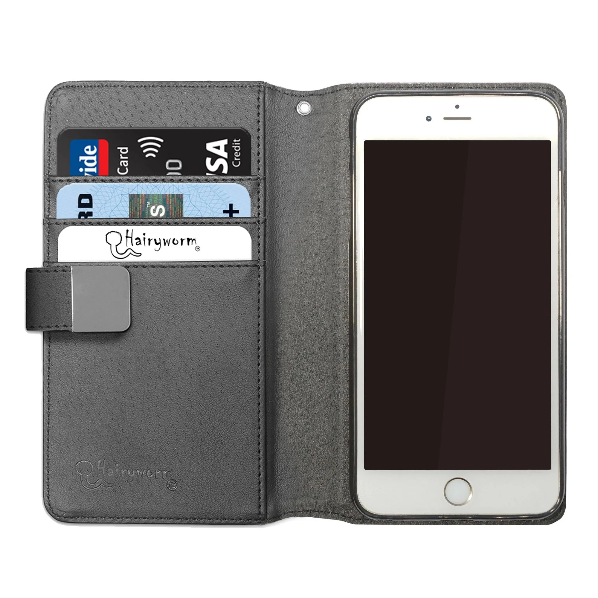 Personalised OnePlus Phone Leather Wallet with Pink Stylish text, Stars and Hearts on White Marble