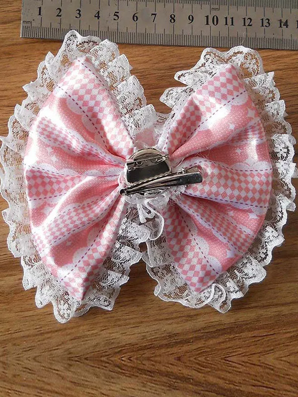 Pink Chic Lace Flower Bows Synthetic Lolita Hair Accessories