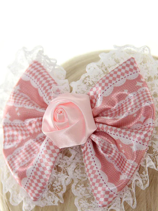 Pink Chic Lace Flower Bows Synthetic Lolita Hair Accessories
