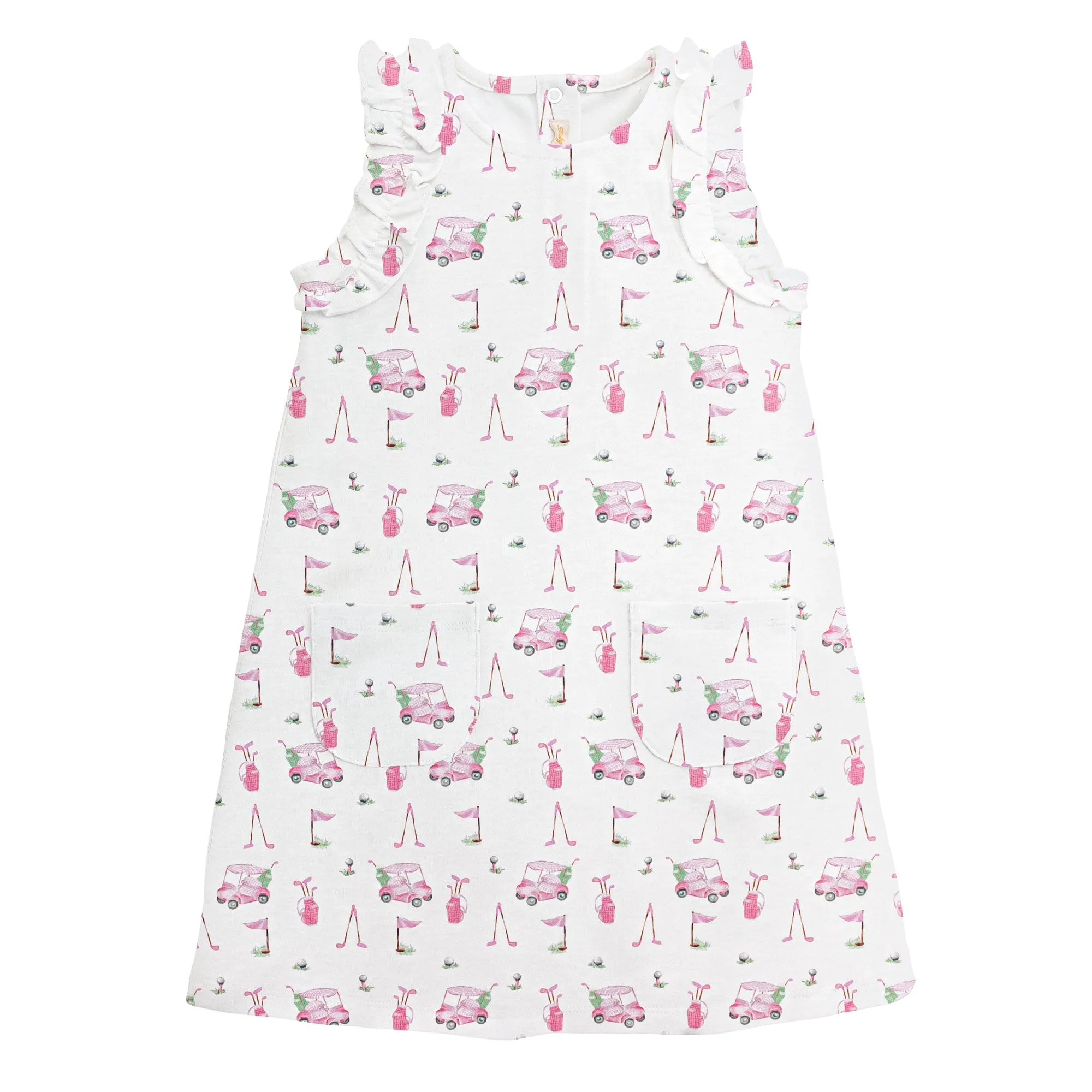 Pink Golf Printed Dress with Ruffles