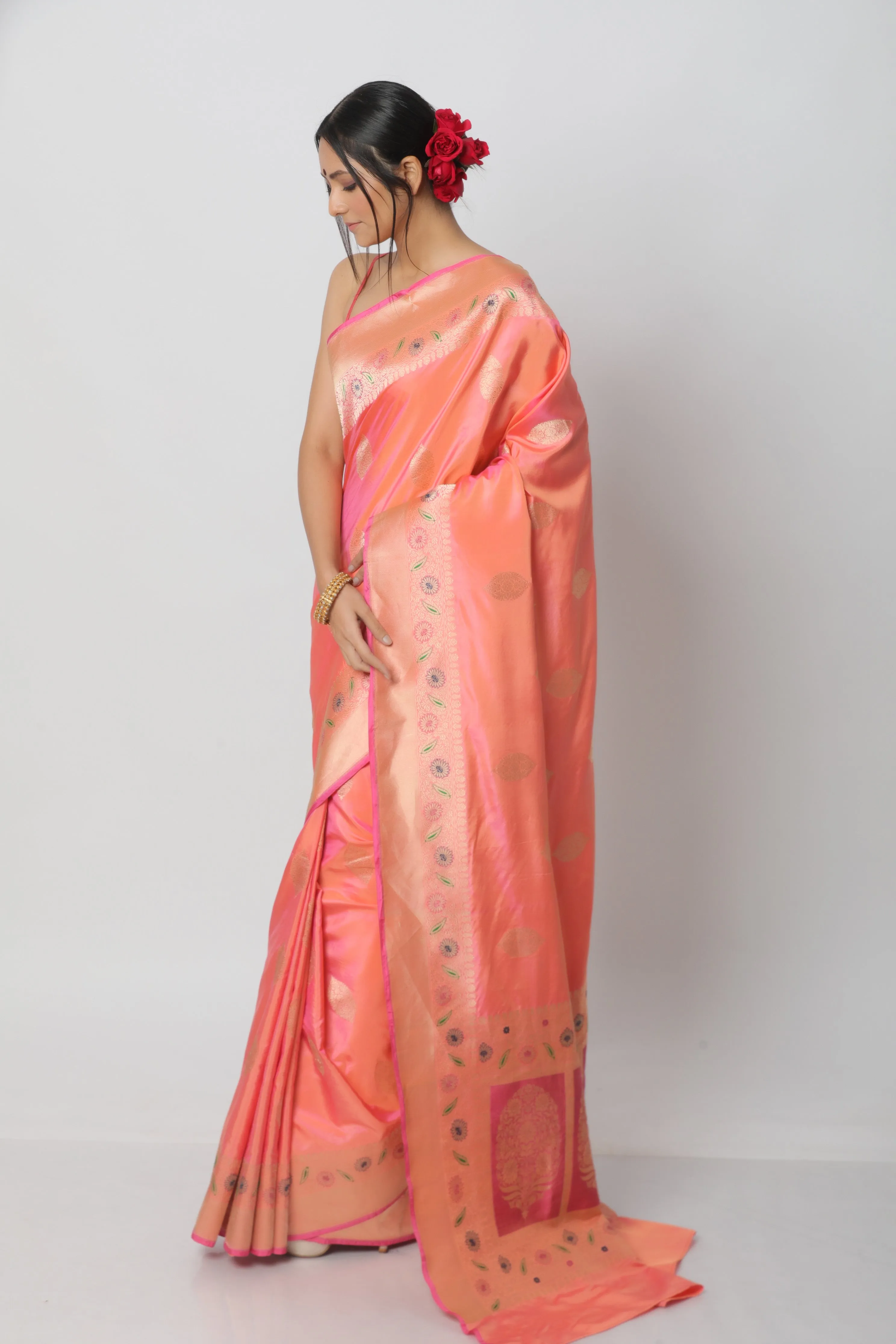 Pink Karwa Benarasi Silk Saree