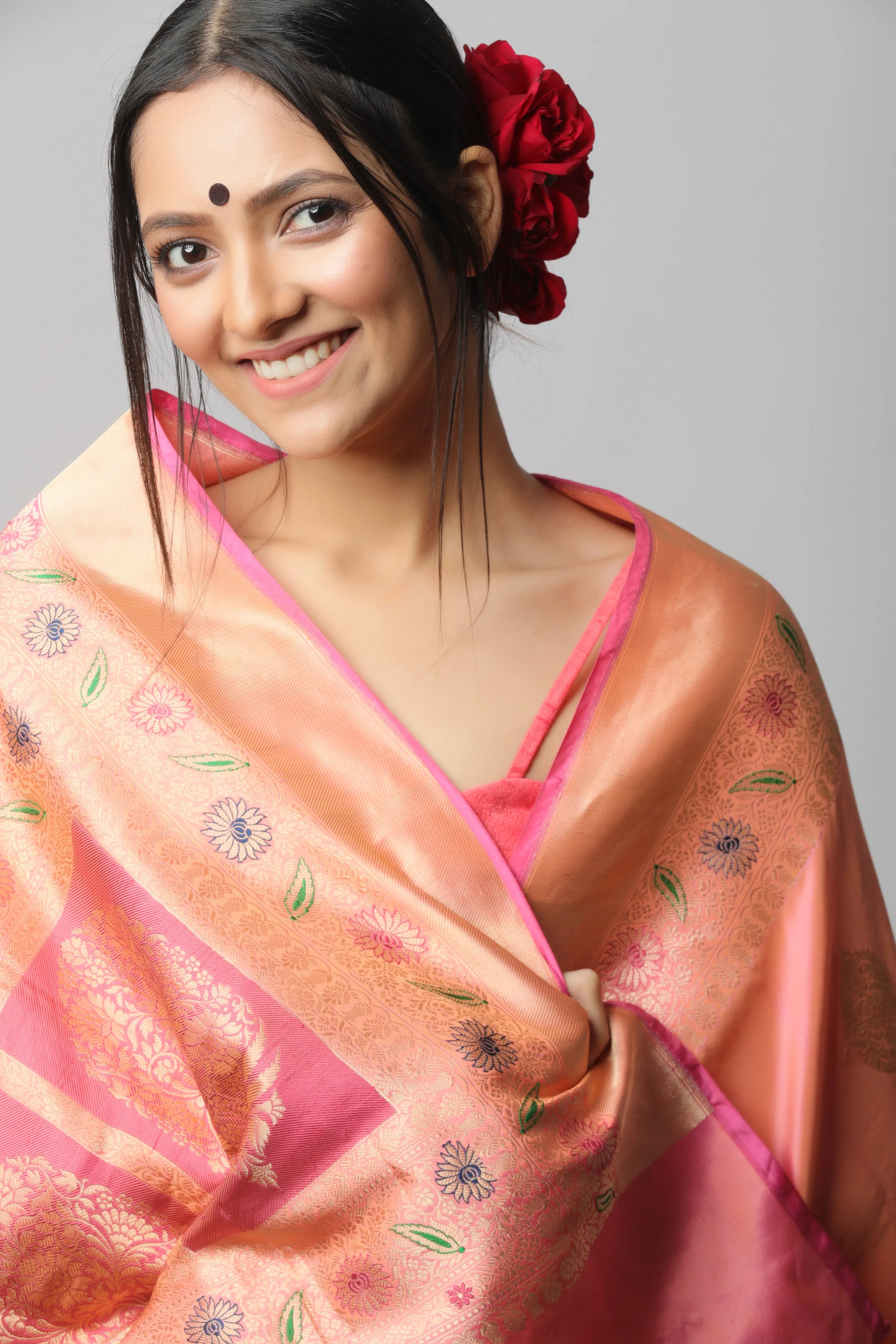 Pink Karwa Benarasi Silk Saree
