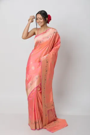 Pink Karwa Benarasi Silk Saree