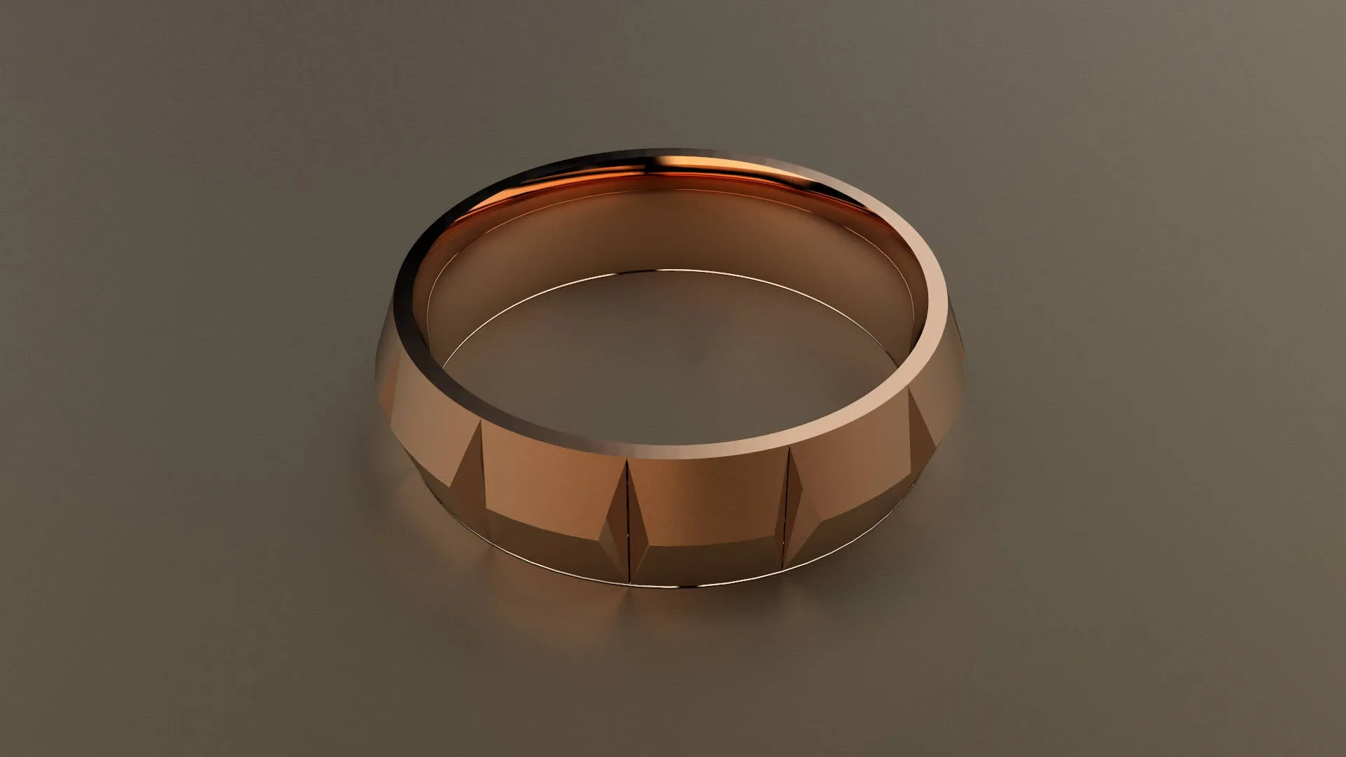 Polished Rose Gold 6mm Knife Edge Facted Wedding Band