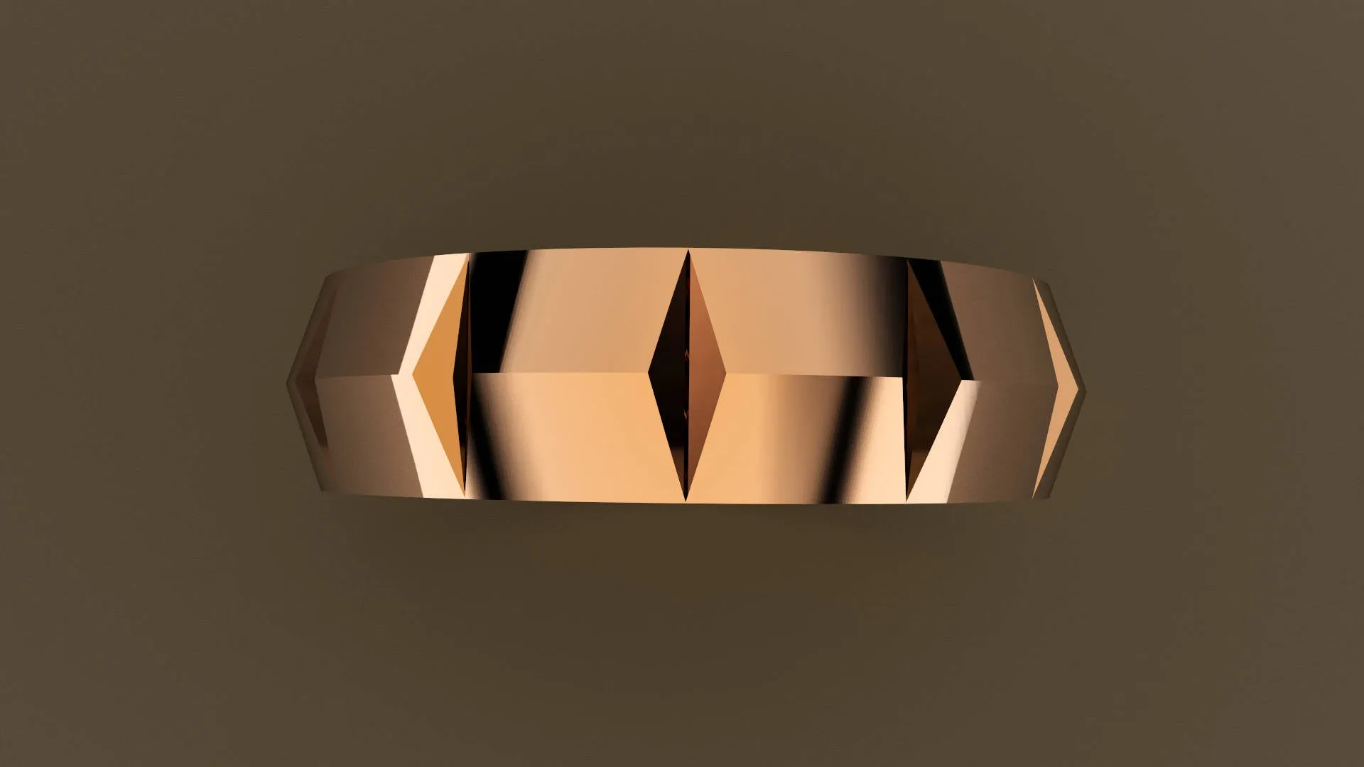 Polished Rose Gold 6mm Knife Edge Facted Wedding Band