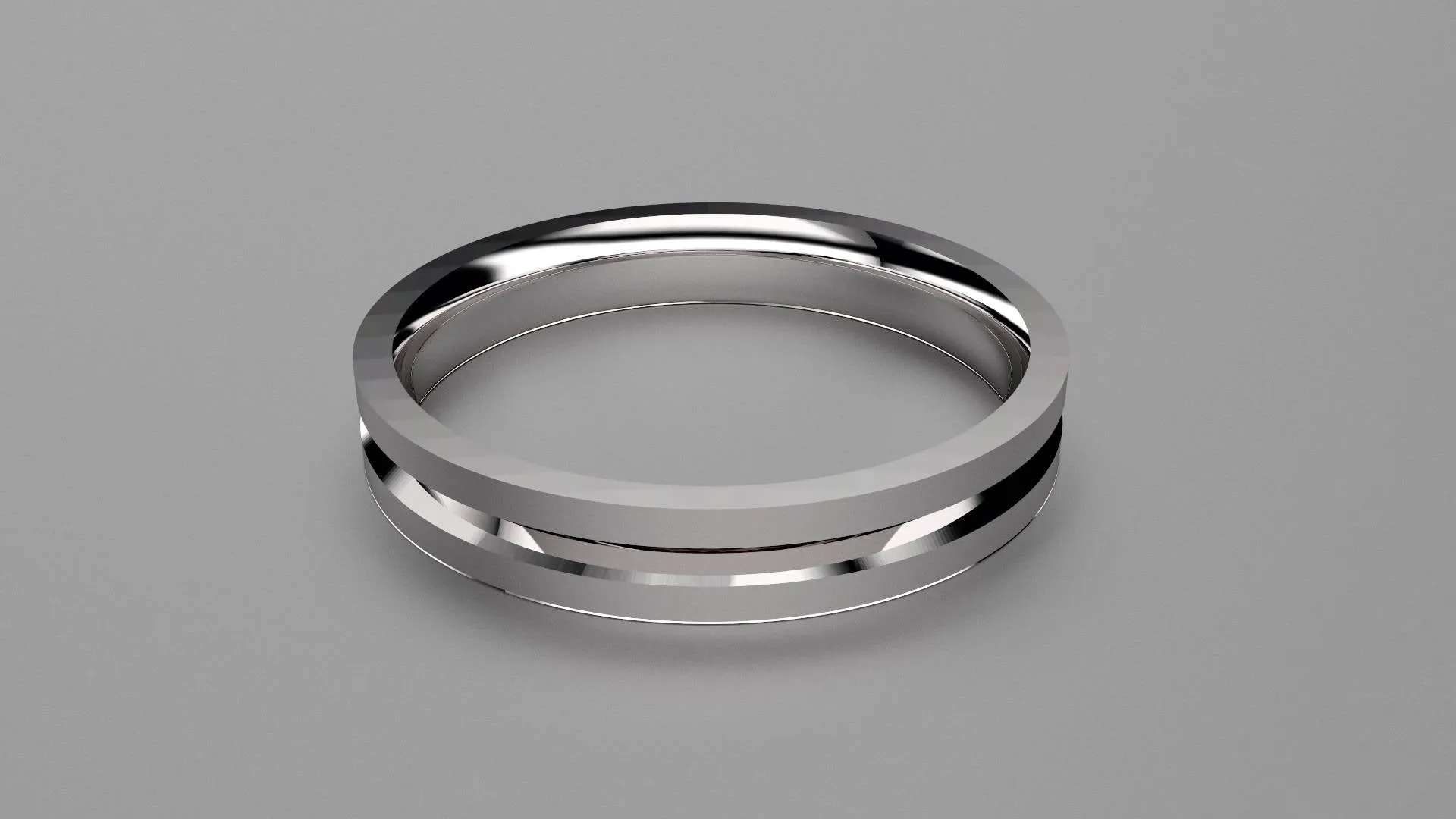 Polished Sterling Silver 3mm Single V Groove Wedding Band