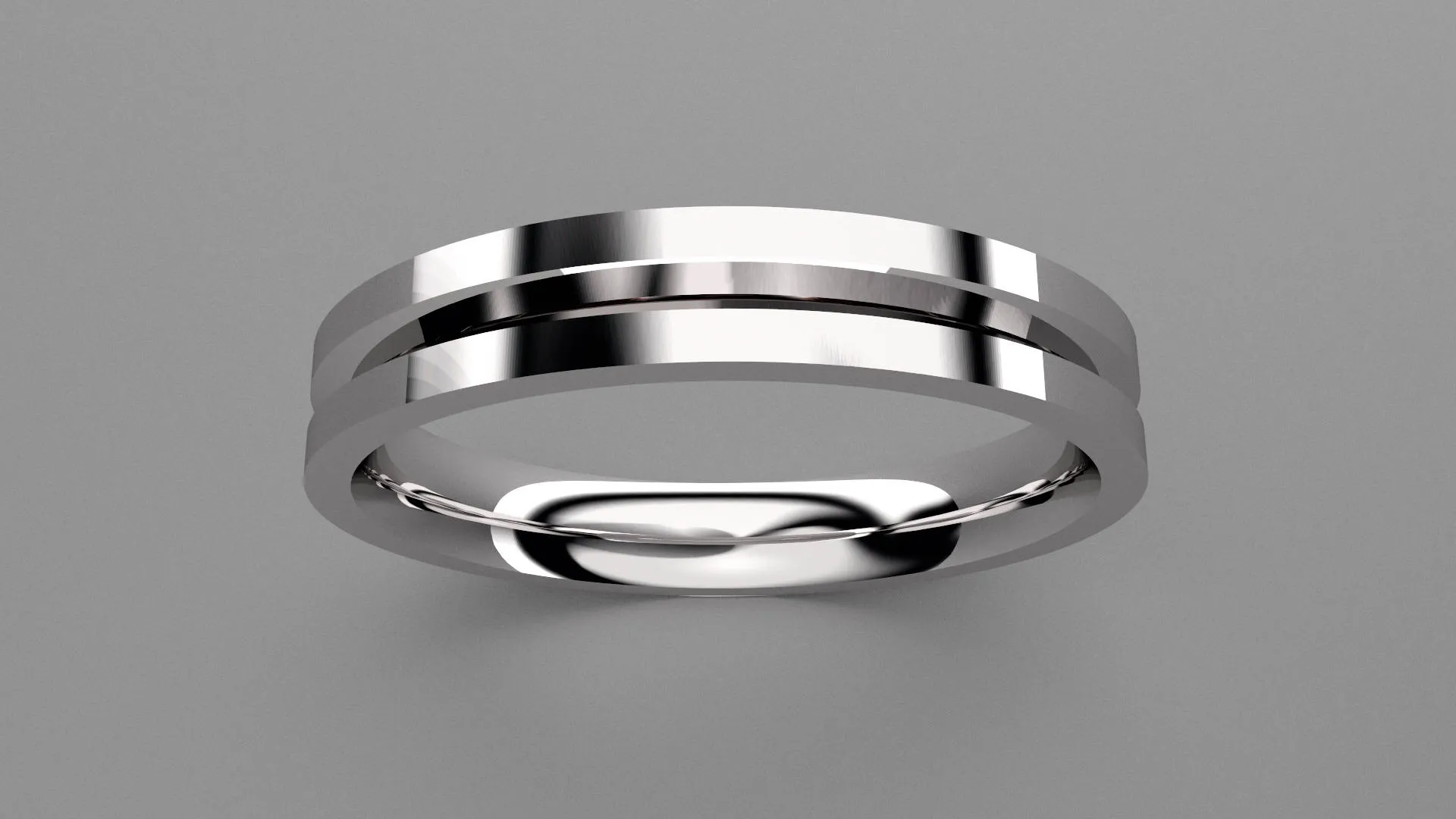 Polished Sterling Silver 3mm Single V Groove Wedding Band