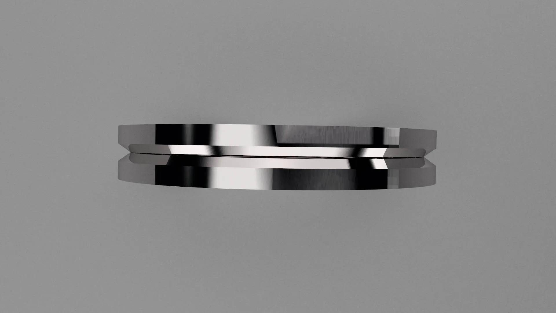 Polished Sterling Silver 3mm Single V Groove Wedding Band