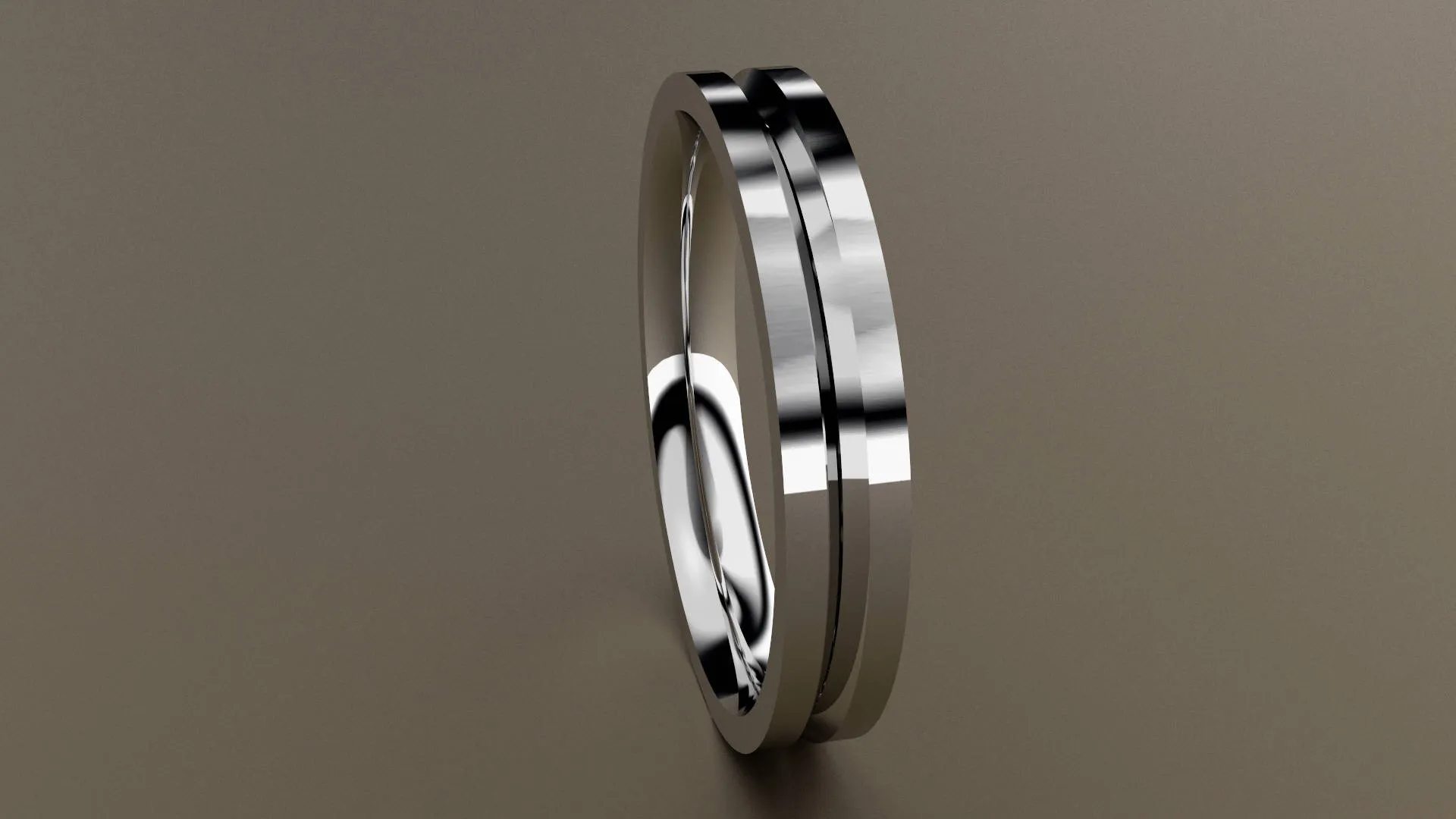 Polished White Gold 3mm Single V Groove Wedding Band