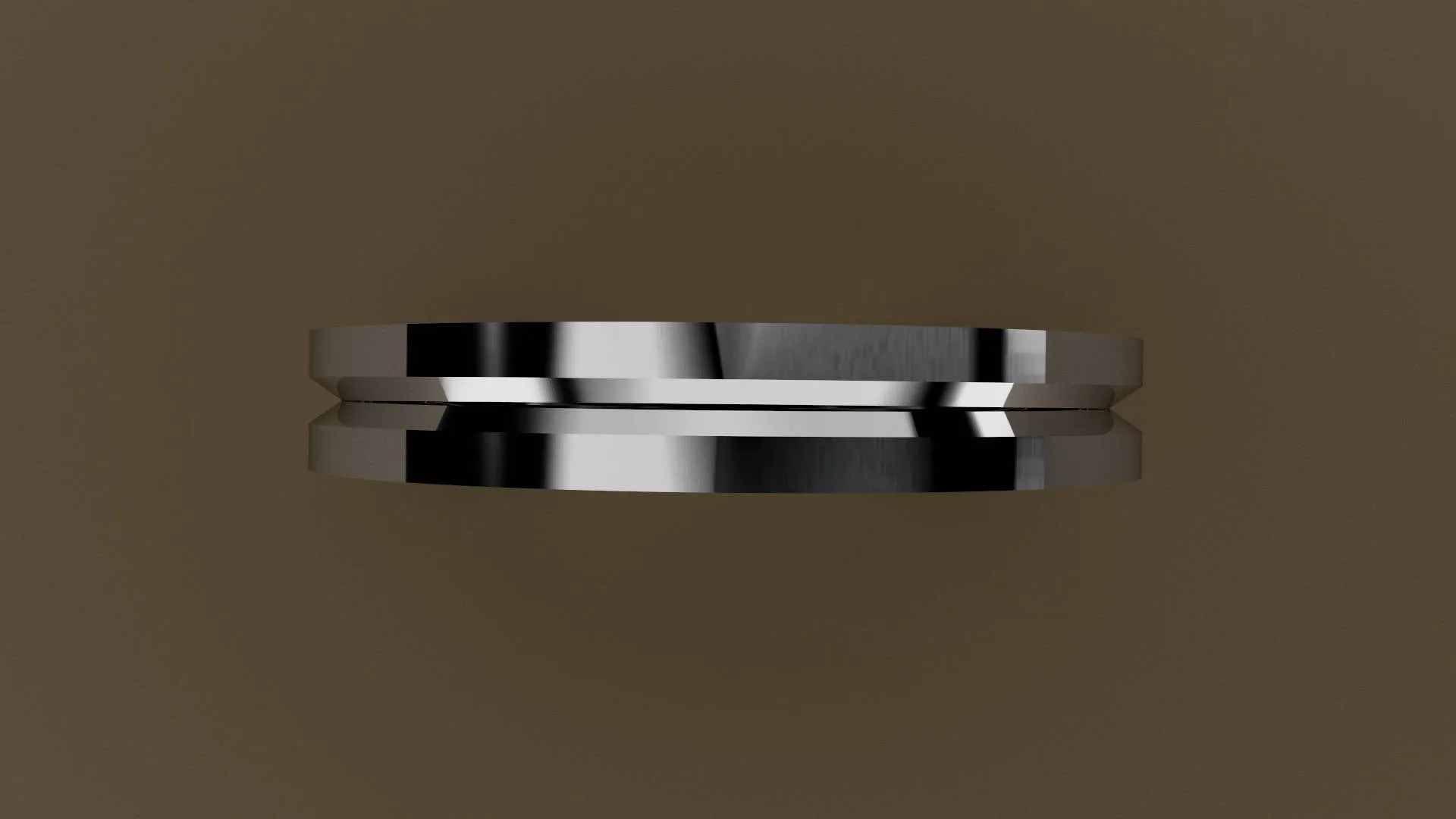 Polished White Gold 3mm Single V Groove Wedding Band