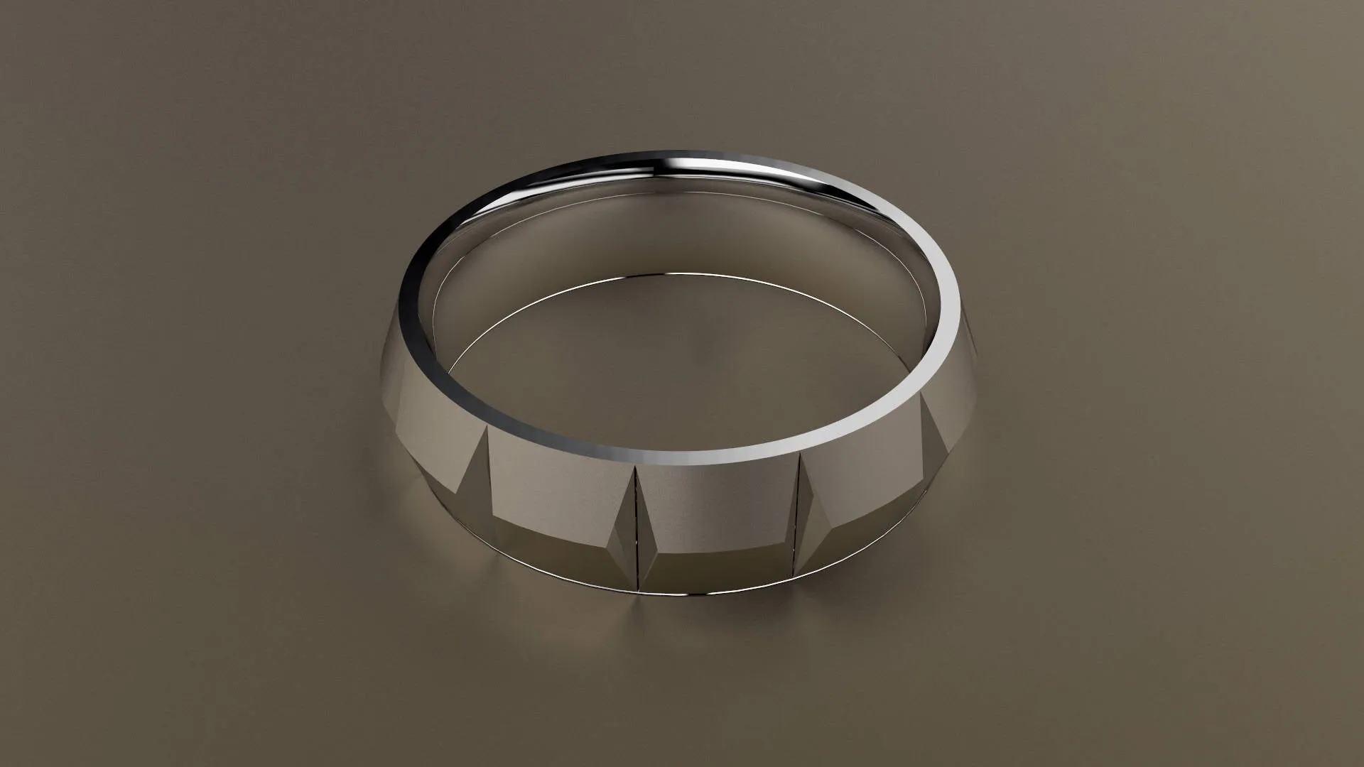 Polished White Gold 6mm Knife Edge Segmented Wedding Band