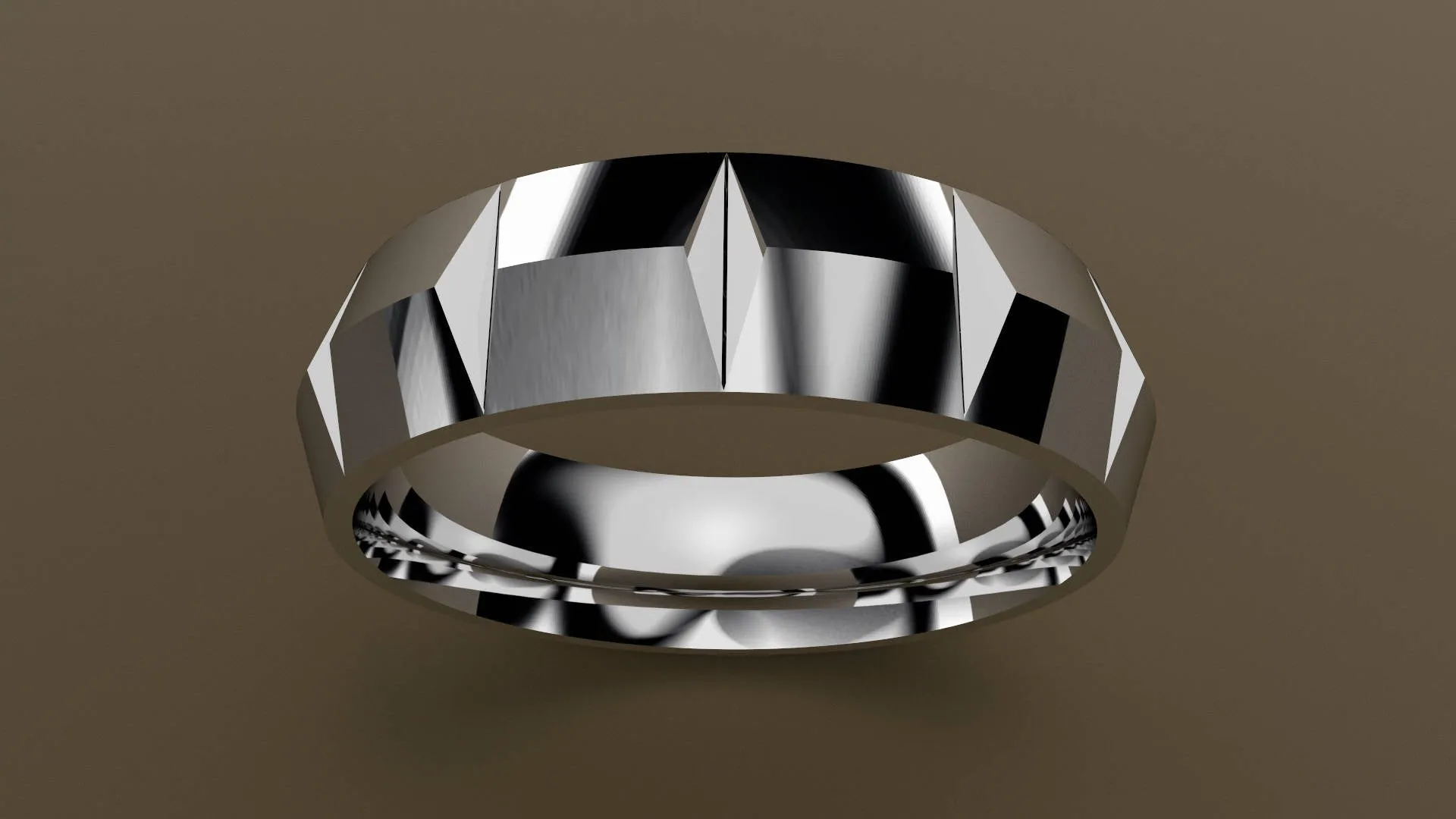 Polished White Gold 6mm Knife Edge Segmented Wedding Band
