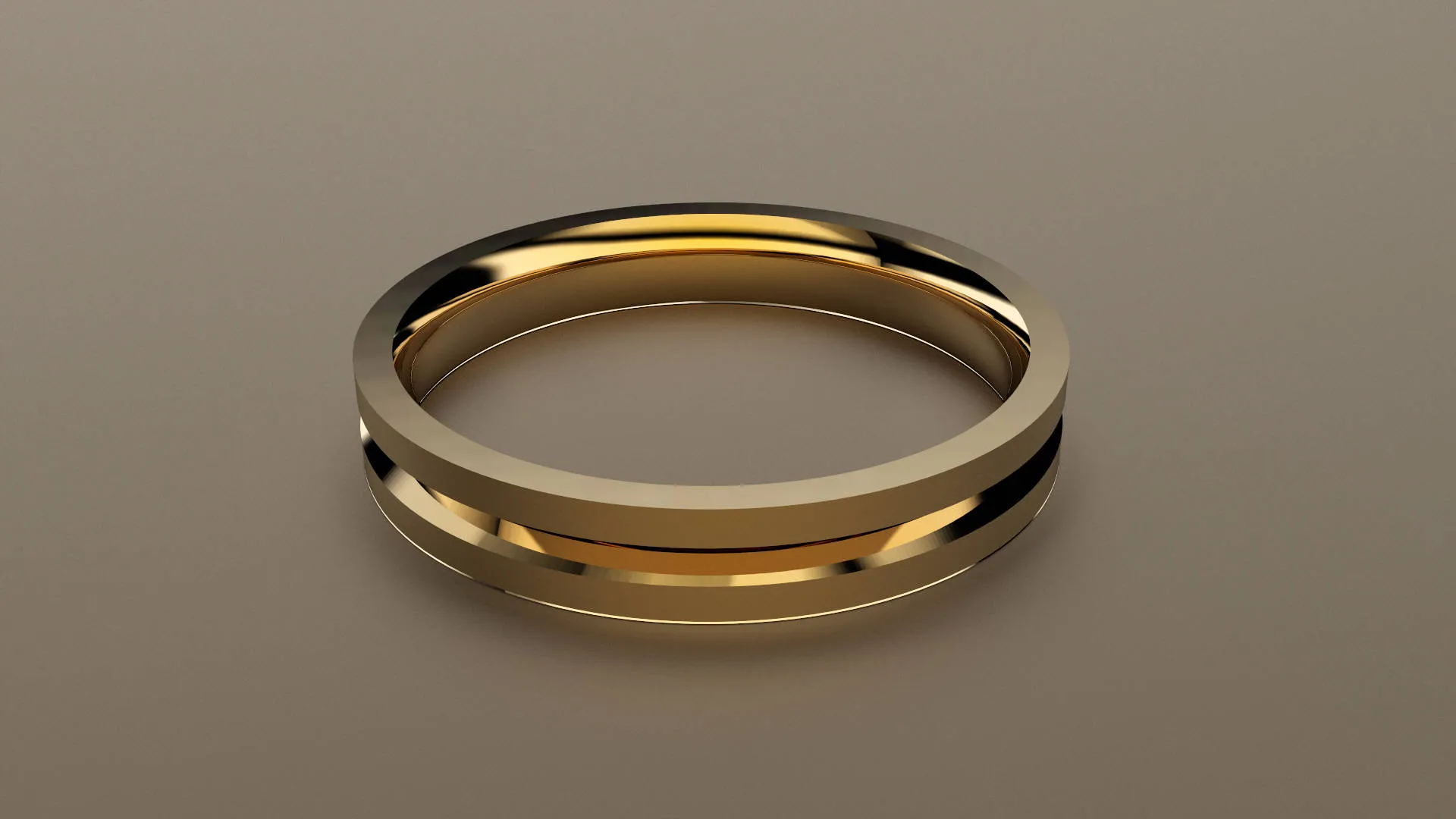 Polished Yellow Gold 3mm Single V Groove Wedding Band
