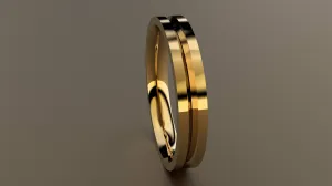 Polished Yellow Gold 3mm Single V Groove Wedding Band