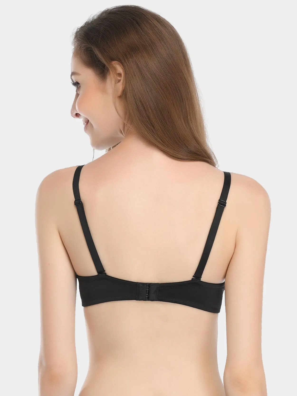 Push Up Deep V Plunge Underwire T-Shirt Bra Black