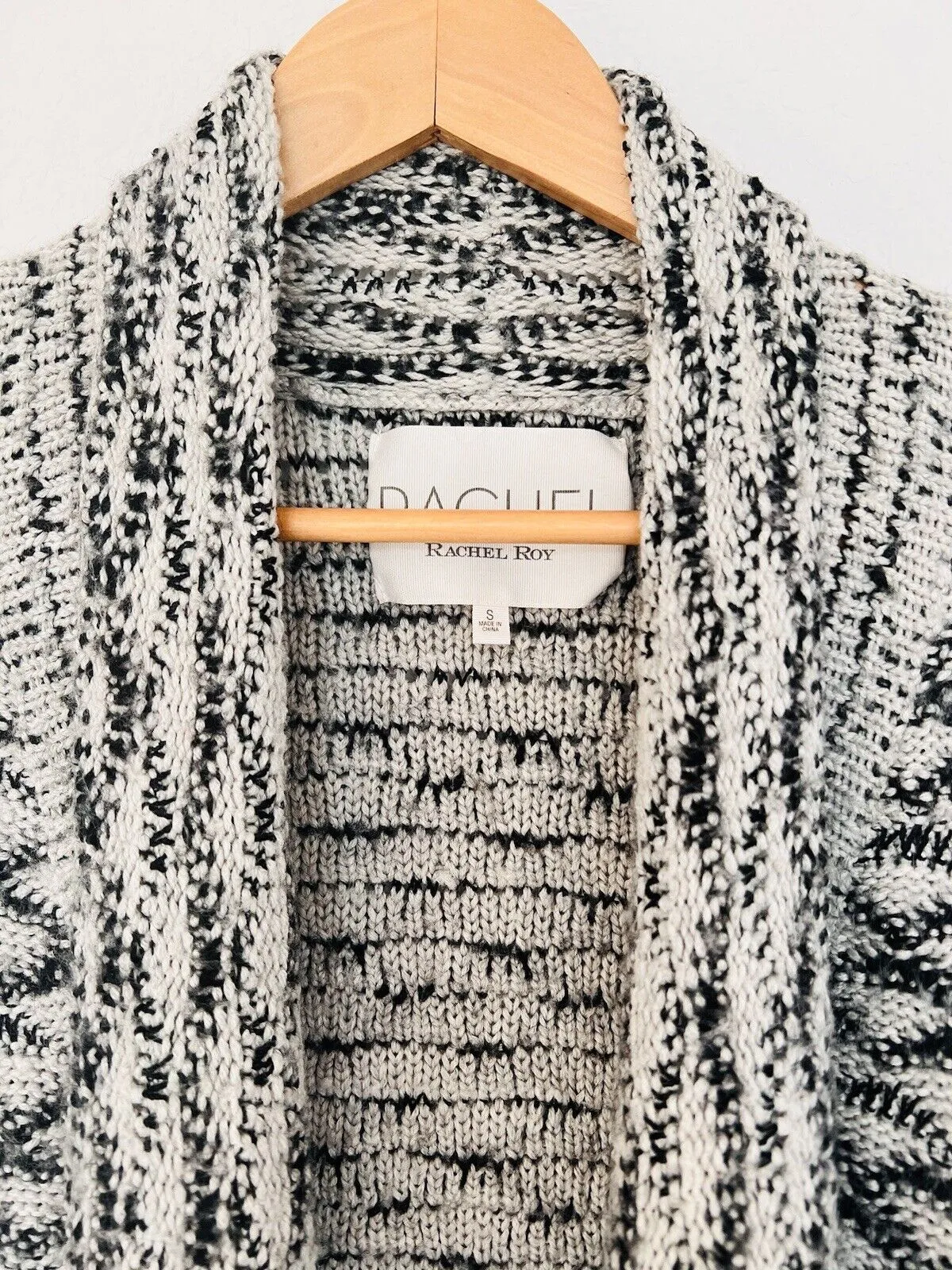 RACHEL ROY Chunky Cardigan Sweater Sz S Waterfall Open Front Heavyweight Pockets