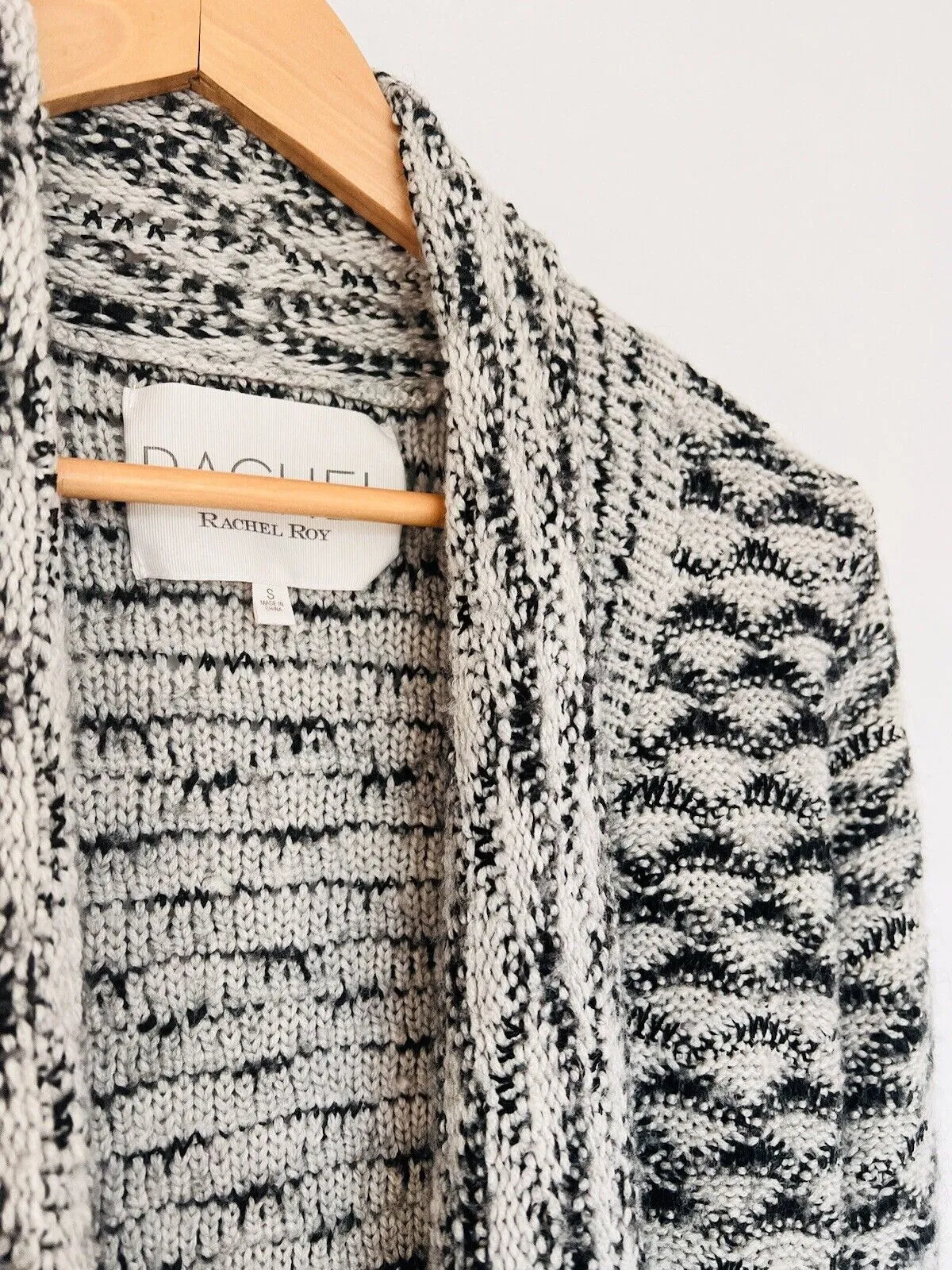 RACHEL ROY Chunky Cardigan Sweater Sz S Waterfall Open Front Heavyweight Pockets