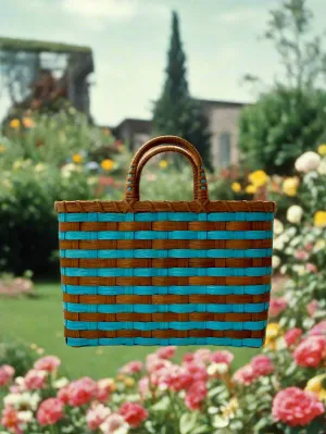 Retro-Travel Tote: Sea Glass & Rust