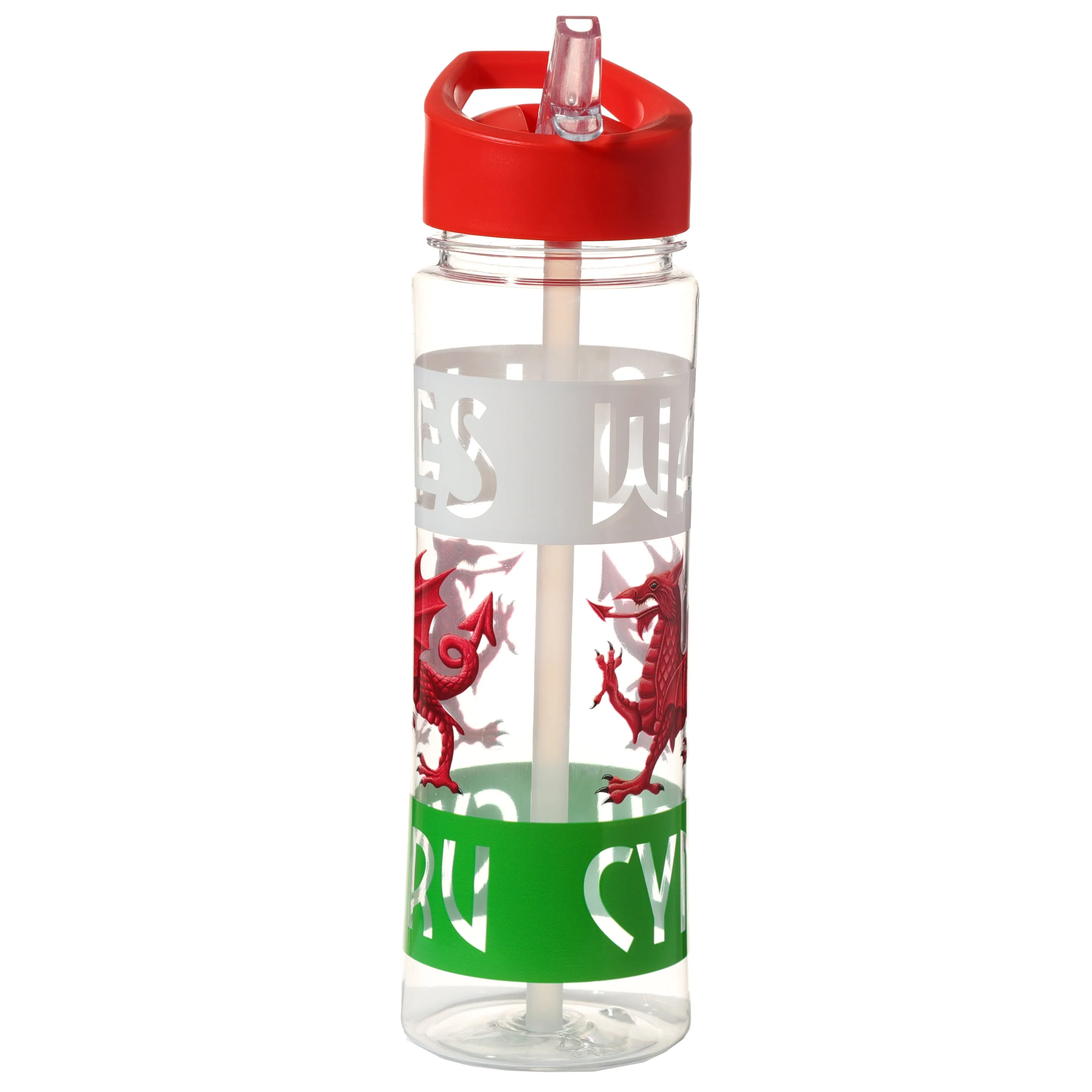 Reusable Welsh Dragon Wales Cymru 550ml Water Bottle with Flip Straw