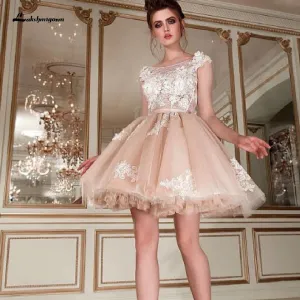 Roycebridal Chic Champagne Short Wedding Dress Sexy Bridal Dress