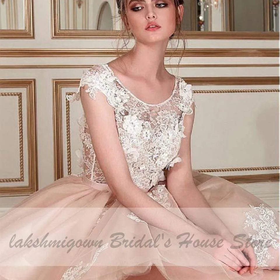 Roycebridal Chic Champagne Short Wedding Dress Sexy Bridal Dress