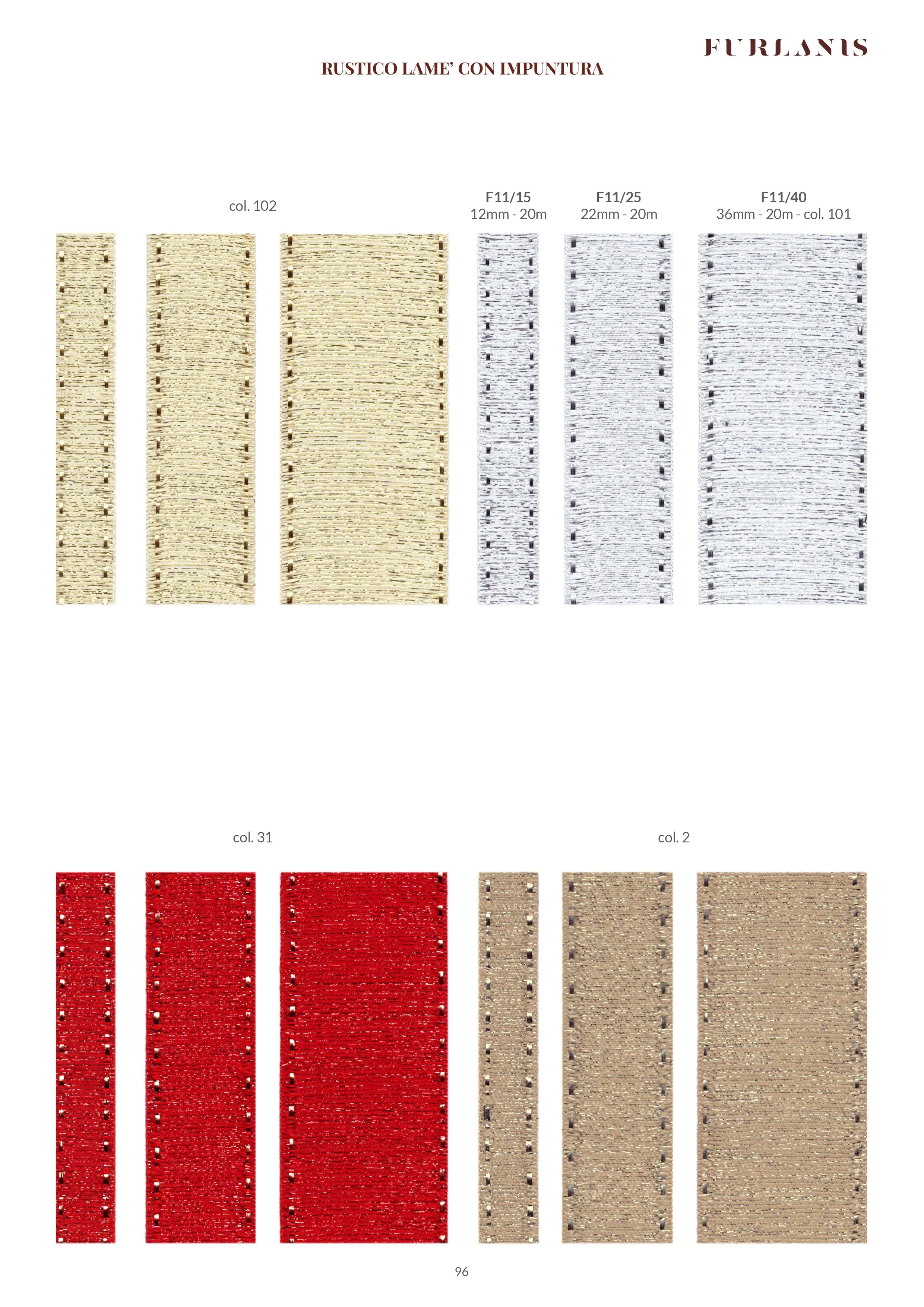 Rustico Lurex con Impuntura Rosso 25 mm