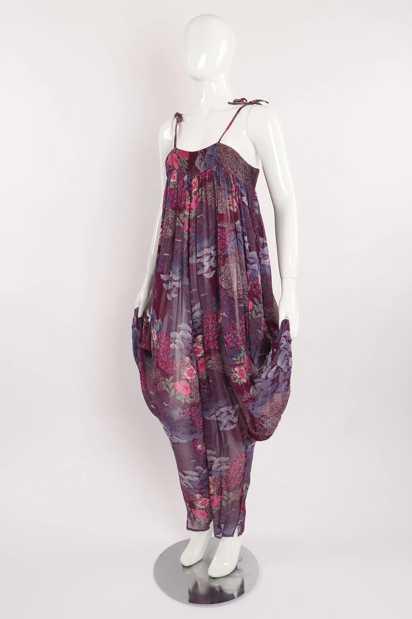 Sheer Floral Harem Jumpsuit