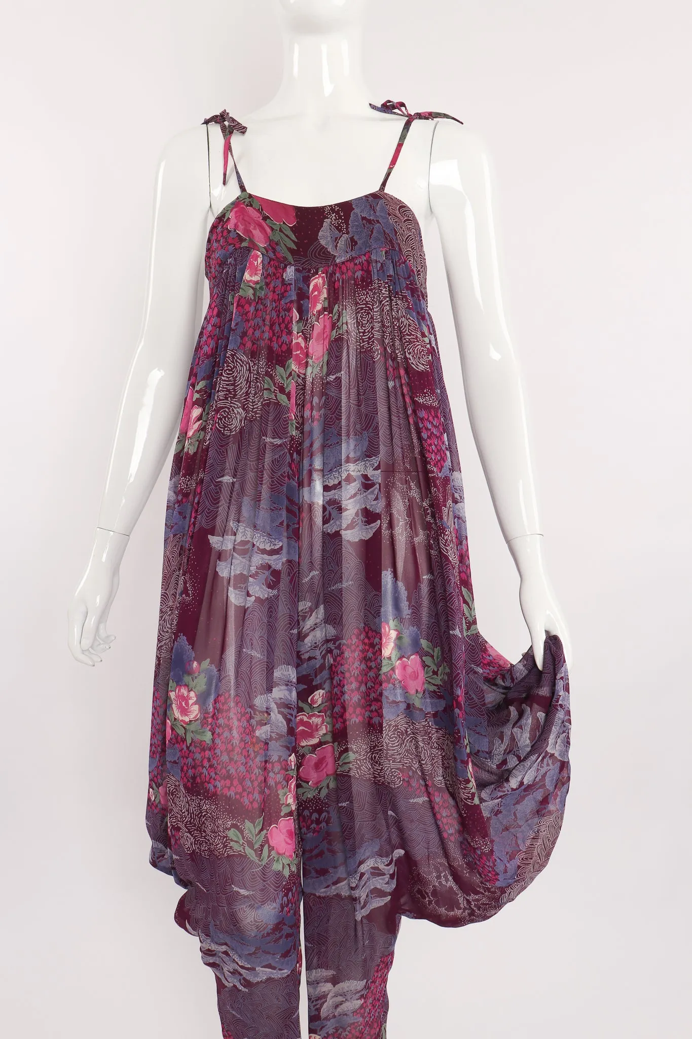 Sheer Floral Harem Jumpsuit