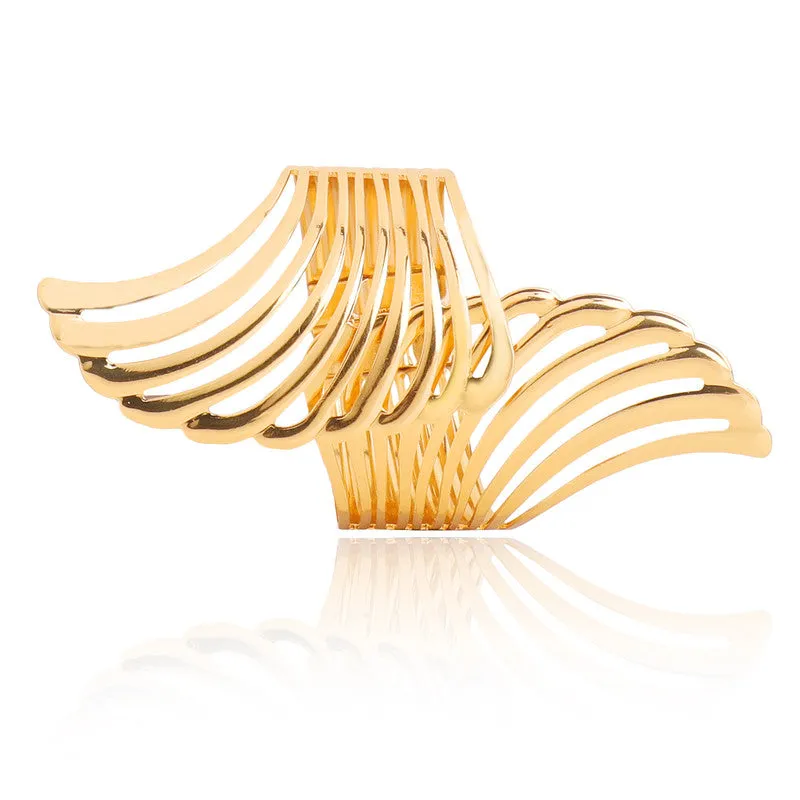 Shining Golden Crossed Carved Bracelet