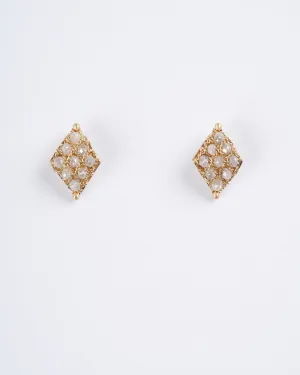 silver diamond woven stud earrings
