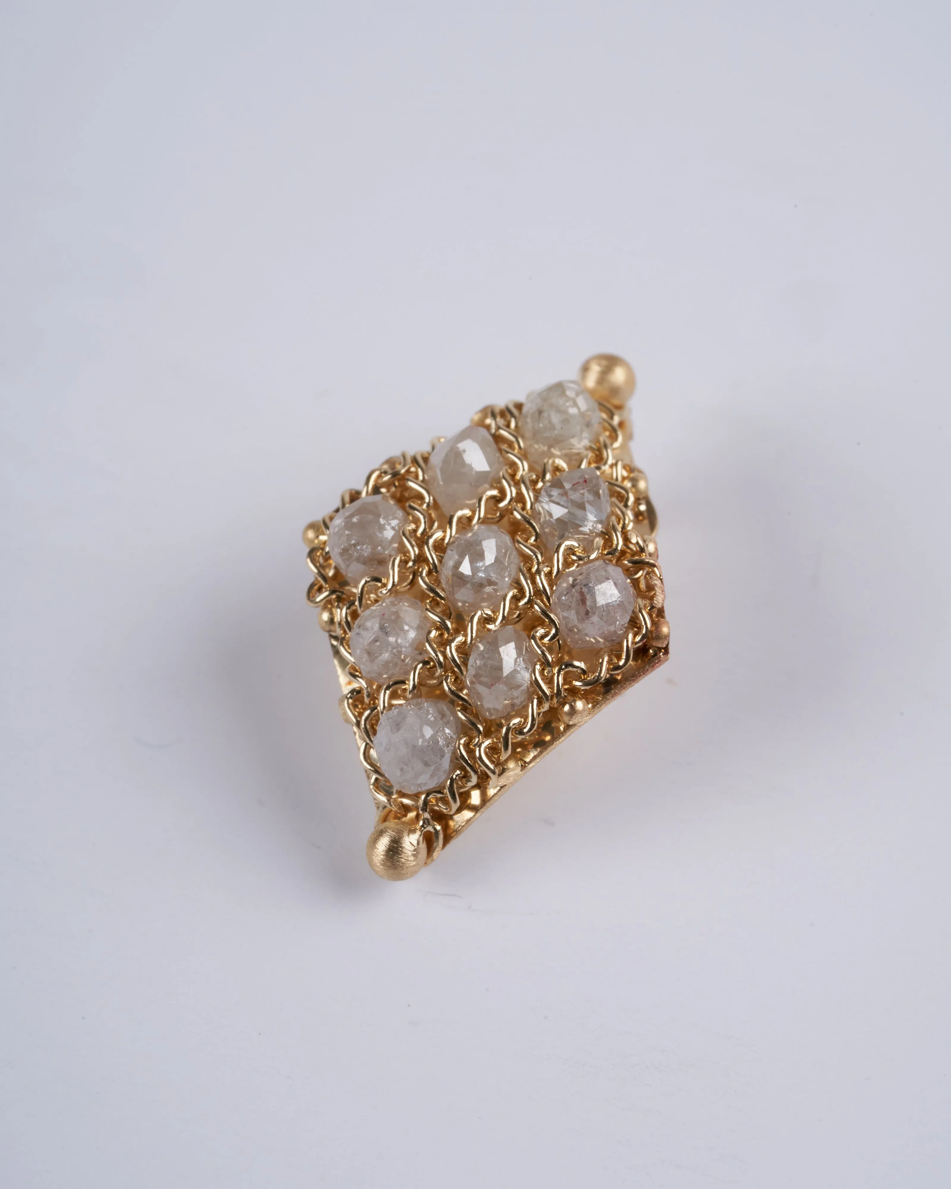 silver diamond woven stud earrings