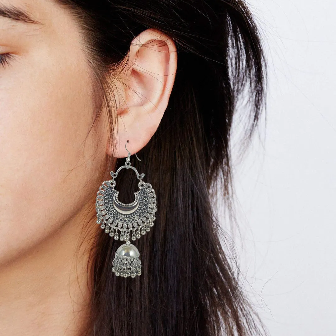 Silver Drops and Danglers Chandbali Jhumki