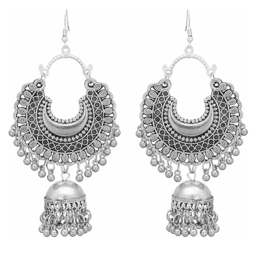Silver Drops and Danglers Chandbali Jhumki