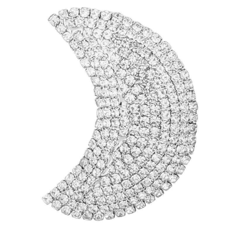 Silver Half Moon Stud Earrings