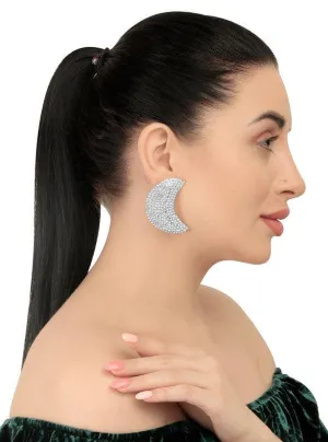 Silver Half Moon Stud Earrings