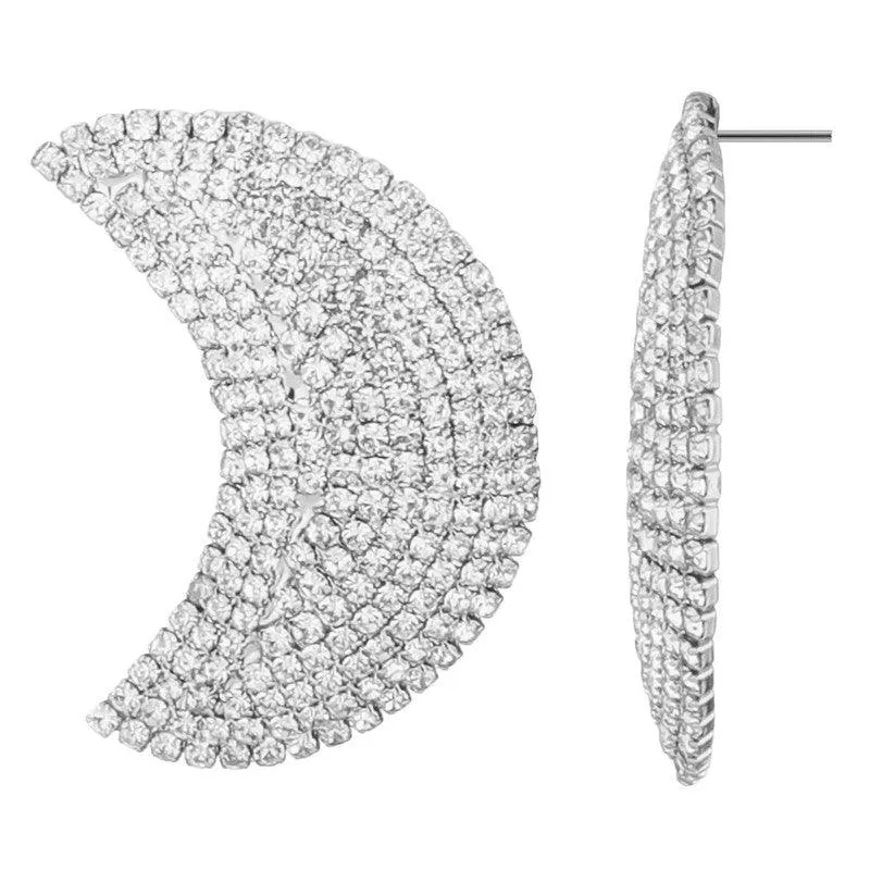 Silver Half Moon Stud Earrings