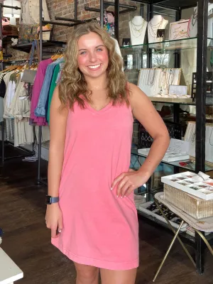 Sloane V-neck Dress Sunset Pink
