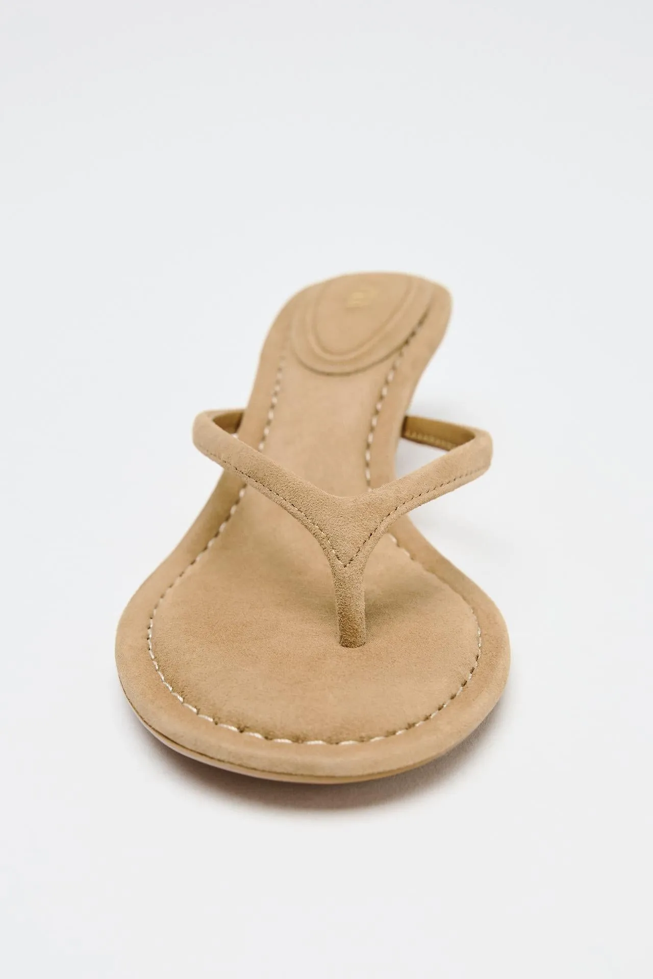 Split suede heeled sandals