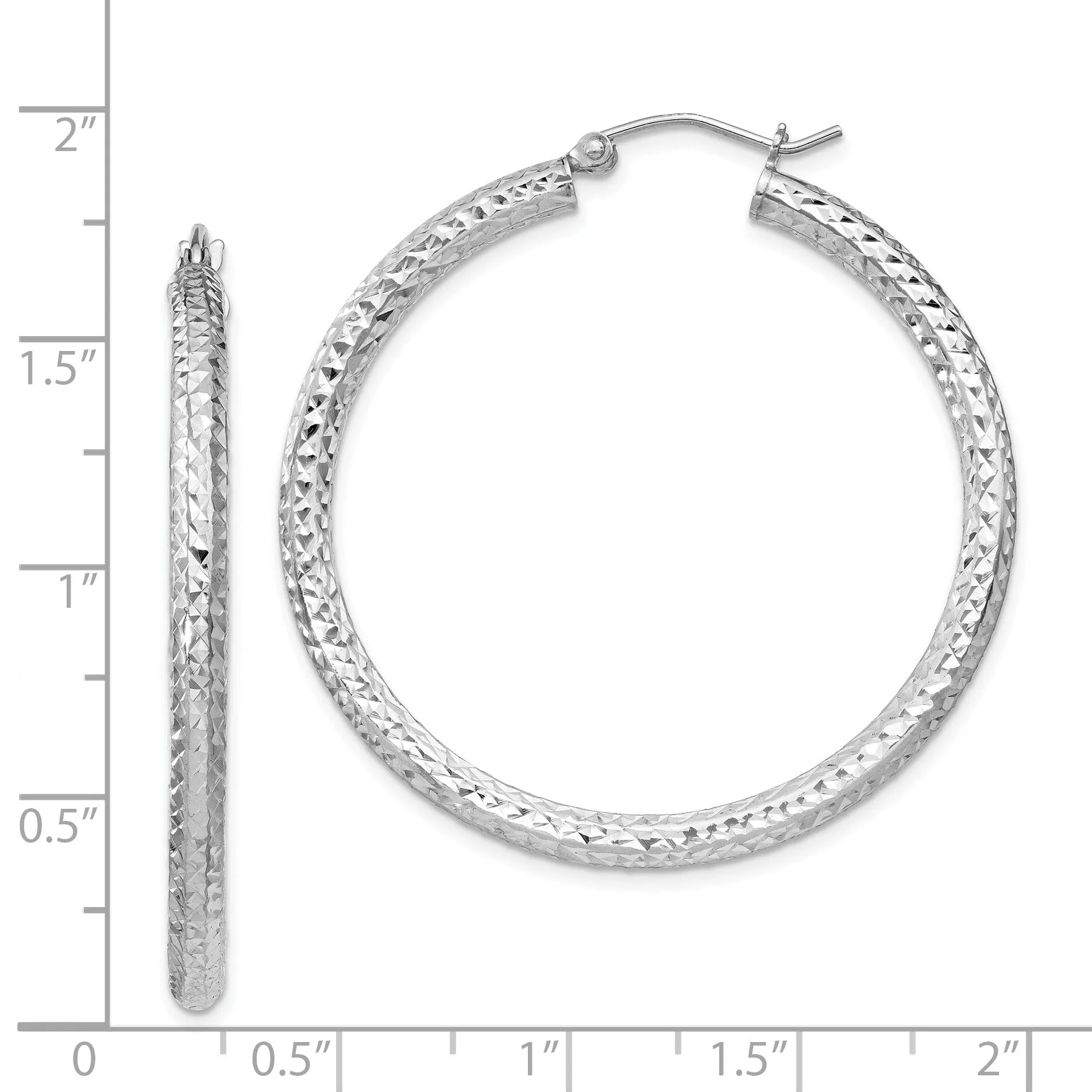 Sterling Silver Rhodium D.C Hinged Hoop Earring