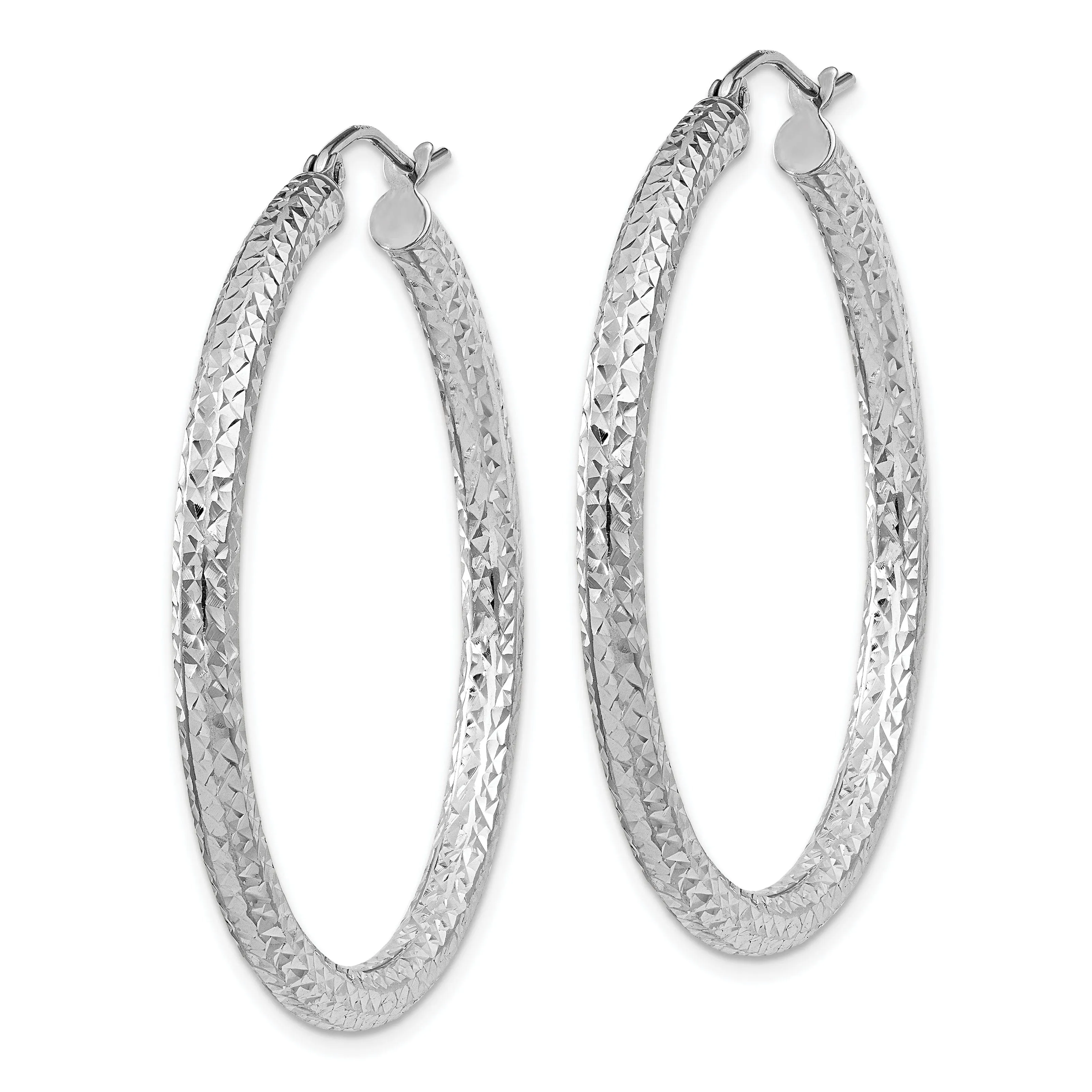 Sterling Silver Rhodium D.C Hinged Hoop Earring