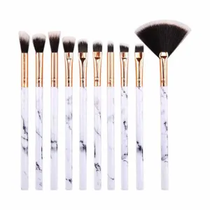 Stone Violet-White 10 Pcs Makeup Brush Set