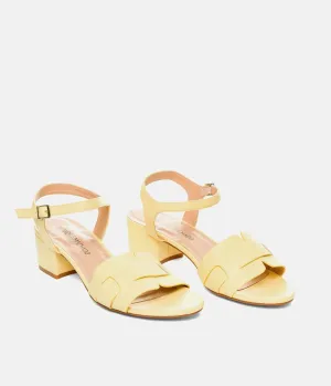 Stylish Pastel Yellow Low Block Heel Sandals