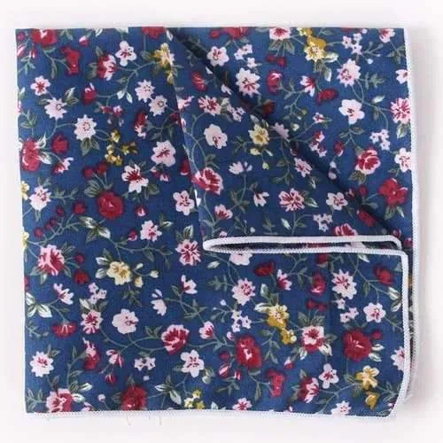 Stylish Tiny Floral Pattern Formal Banquet Party Business Suit Pocket Square For Men - Blue