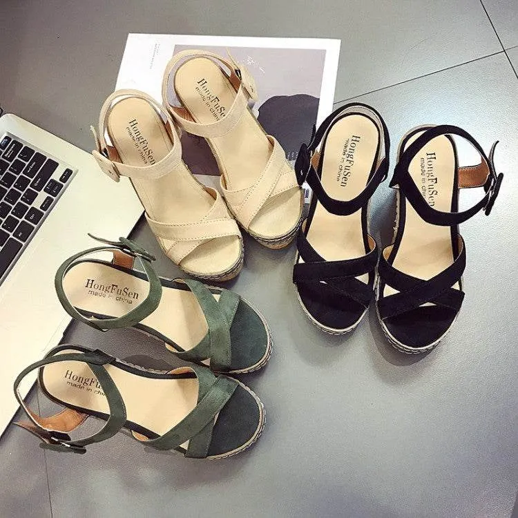 Suede wedge sandals