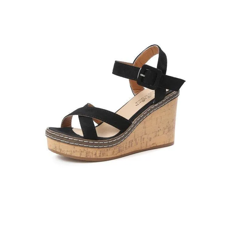 Suede wedge sandals