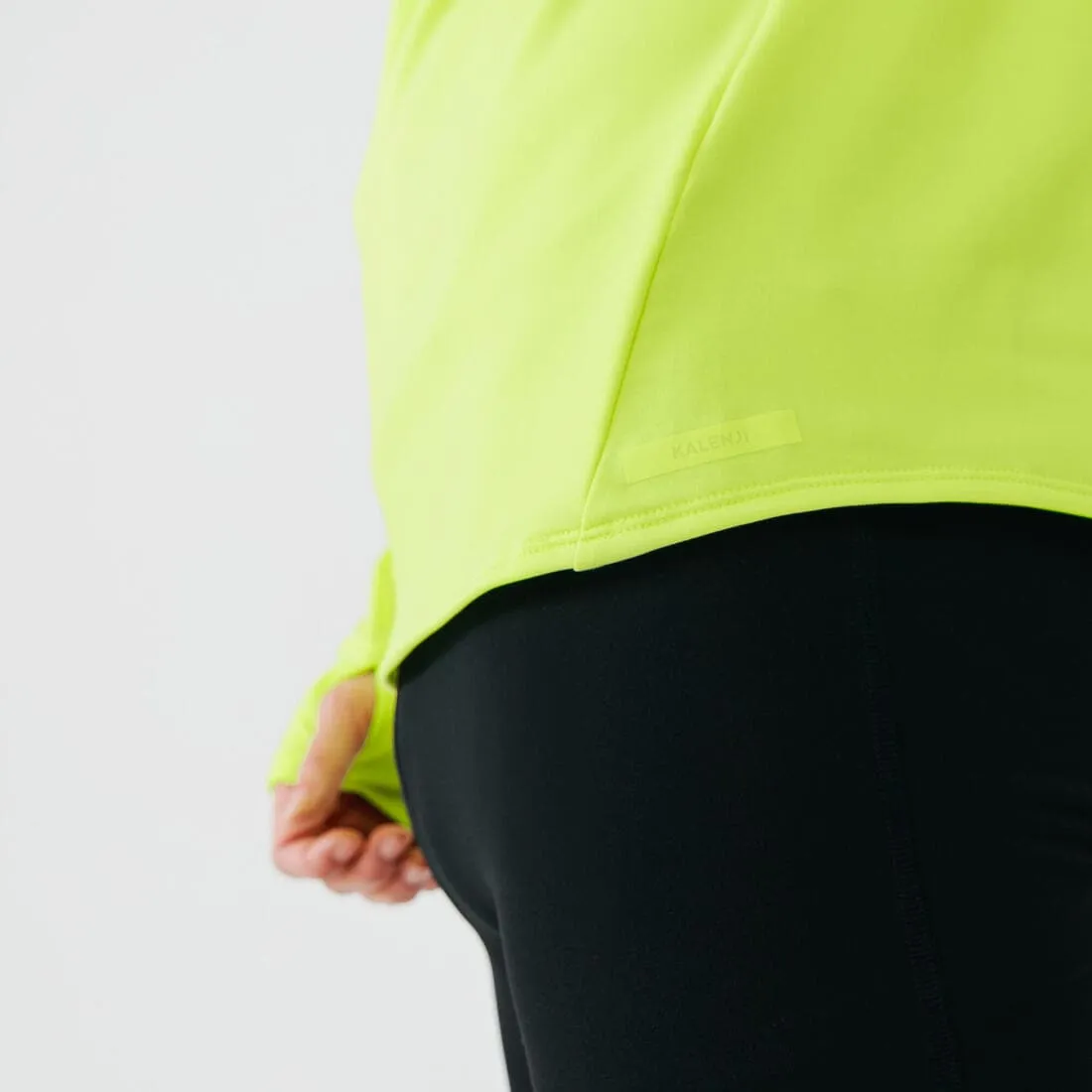 T-shirt zip chaud manches longues de running homme - kiprun run 100 warm