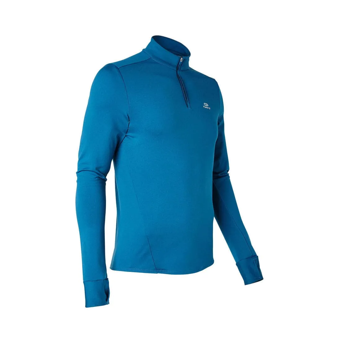 T-shirt zip chaud manches longues de running homme - kiprun run 100 warm