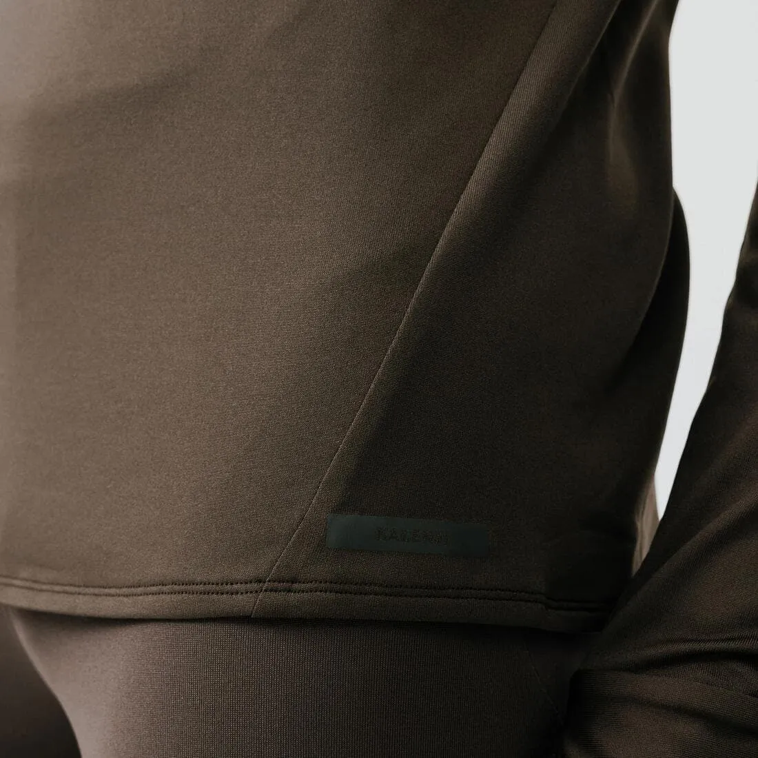T-shirt zip chaud manches longues de running homme - kiprun run 100 warm
